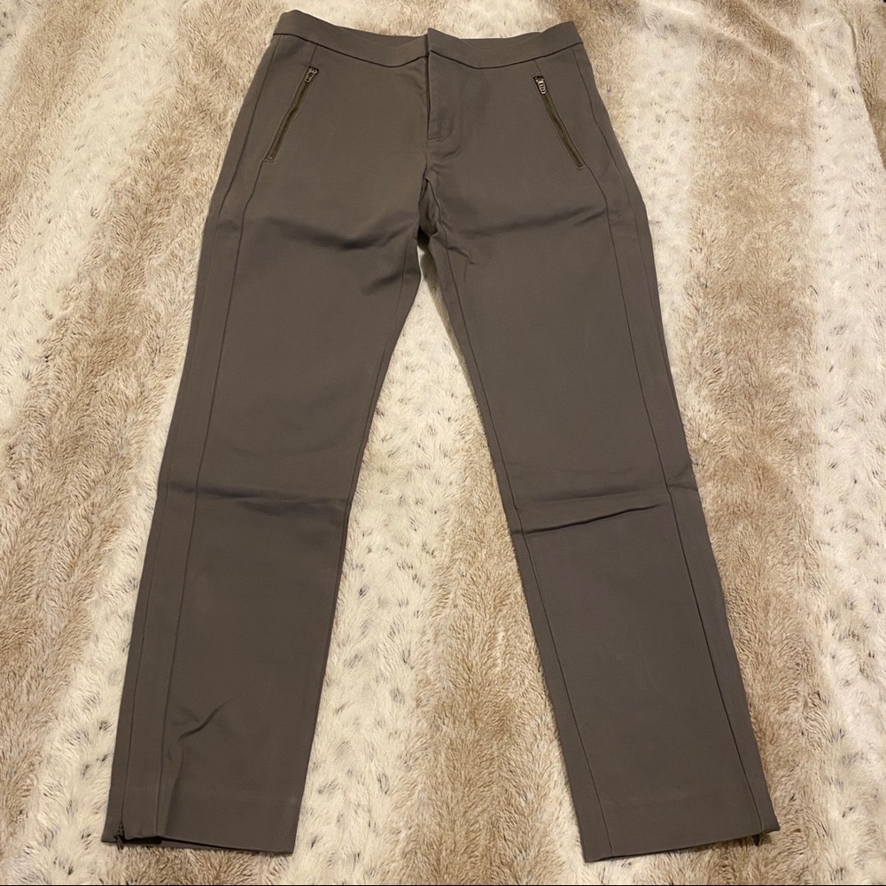 BANANA REPUBLIC SLIM DRESS PANT TROUSERS w/ ANKLE ZIPPERS + POCKETS in GREY